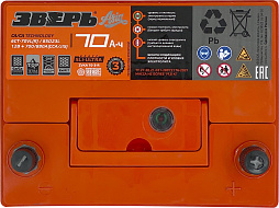 АКБ ЗВЕРЬ Asia 6ст-70 (о.п.) 700А 232*175*225