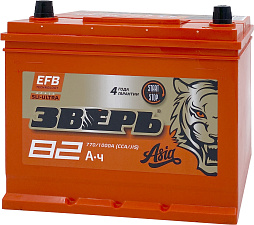 АКБ ЗВЕРЬ Asia EFB 6ст-82 (о.п.) 770А 260*175*225